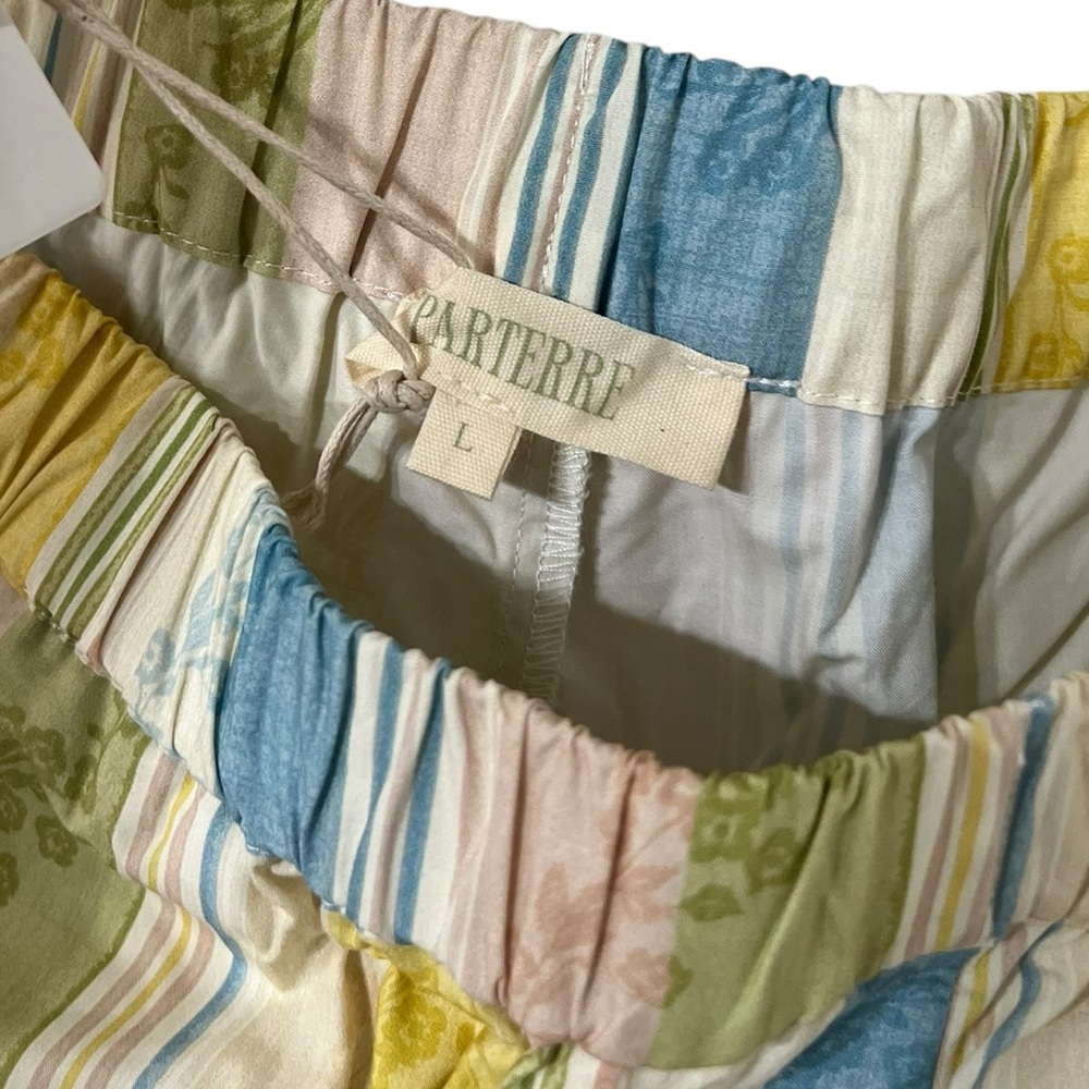 Nwt Parterre Primrose Floral Striped Cotton Green Yellow Blue Pajamas Pants — image 8 of 8